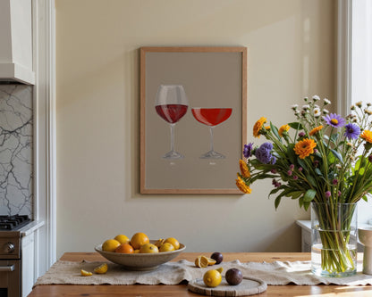 Red Wine & Strawberry Daiquiri Couples Drink Print