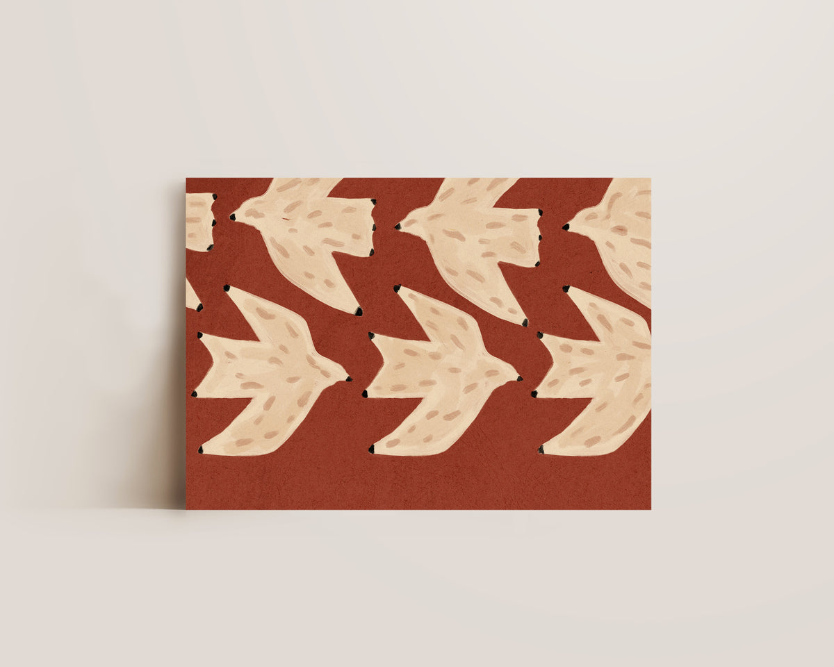 Formation Folk Art Bird Print – Burnt Earth