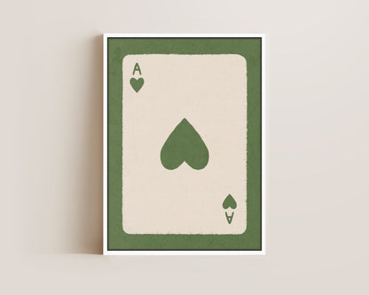 Ace Of Hearts Green Canvas