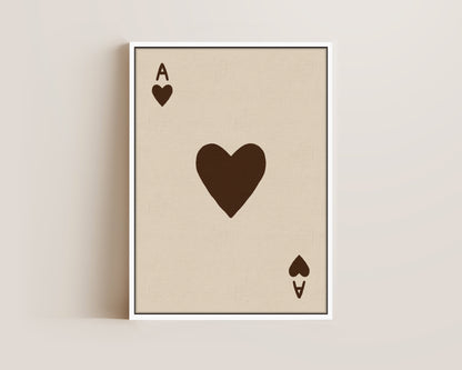Ace Of Hearts Brown Canvas