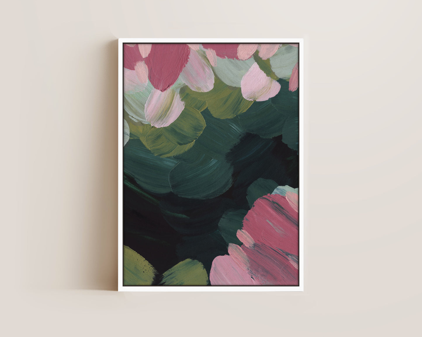 Forest Green & Pink No. 3 Canvas