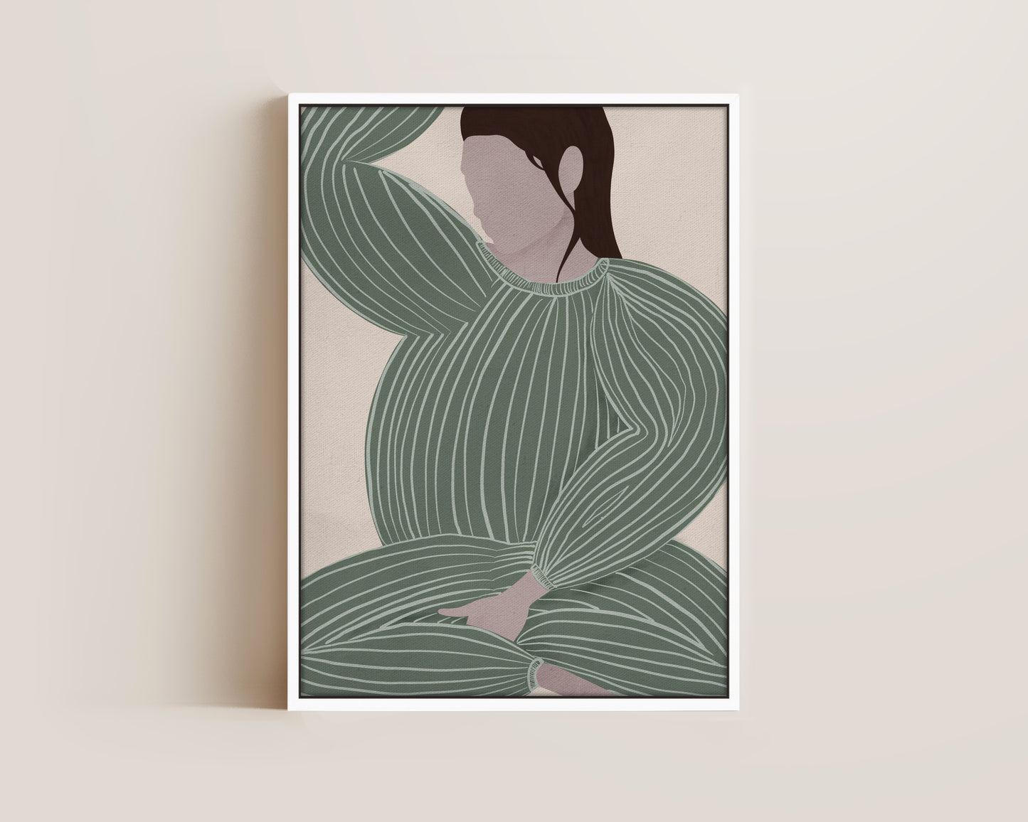 Green Striped Lady No.2 Canvas