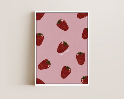 Pink Strawberries Canvas
