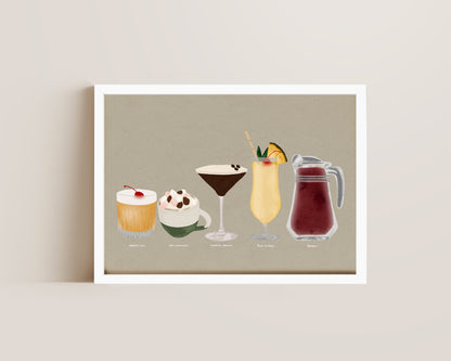 Five Drinks Print