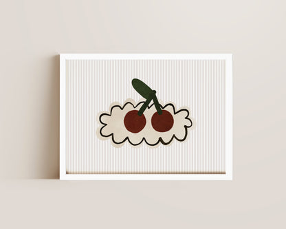 Striped Cherries Print