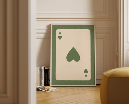 Ace Of Hearts Green Print