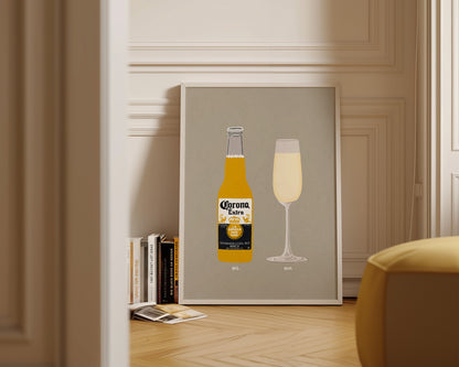 Corona & Prosecco Glass Print