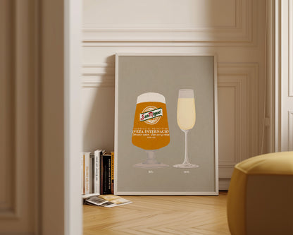San Miguel & Prosecco Glass Print