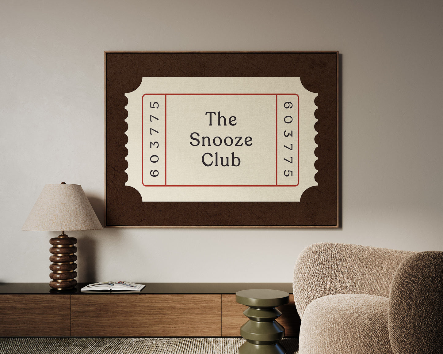 The Snooze Club Ticket Canvas