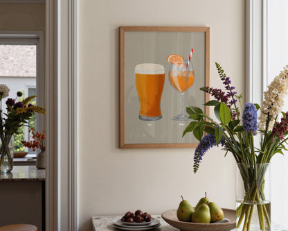 Beer & Aperol Spritz Couples Drink Print