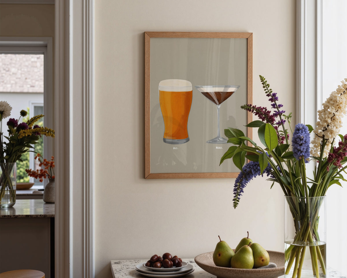 Beer & Espresso Martini Couples Drink Print