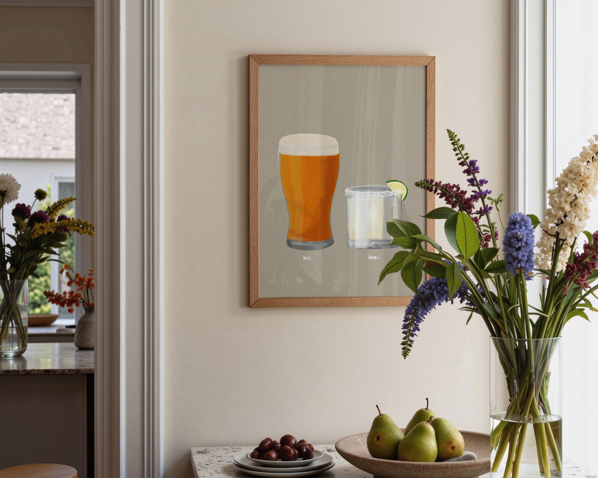 Beer & Margarita Couples Drink Print