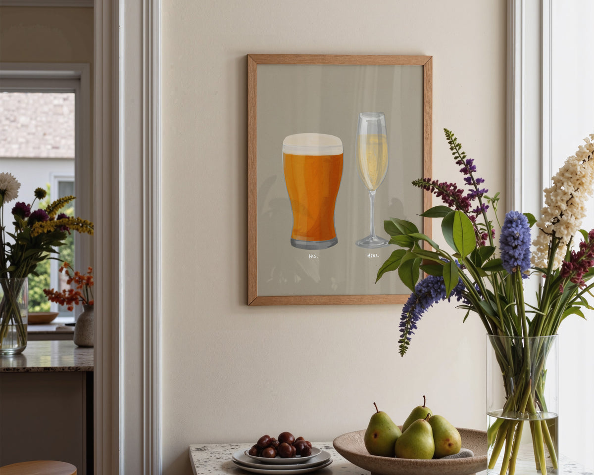 Beer & Prosecco Couples Drink Print