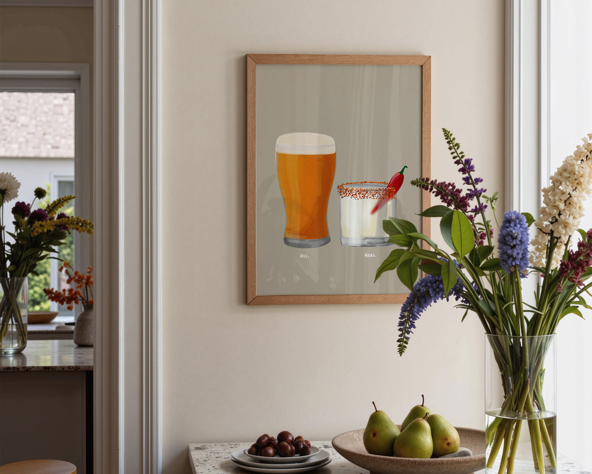 Beer & Spicy Margarita Couples Drink Print