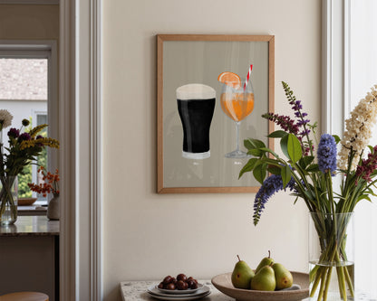 Black Stout & Aperol Spritz Couples Drink Print