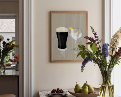 Black Stout & G&T Couples Drink Print