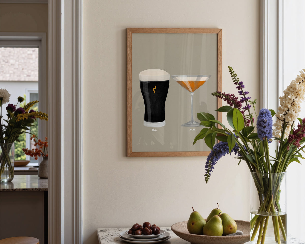 Black Stout & Pornstar Martini Couples Drink Print