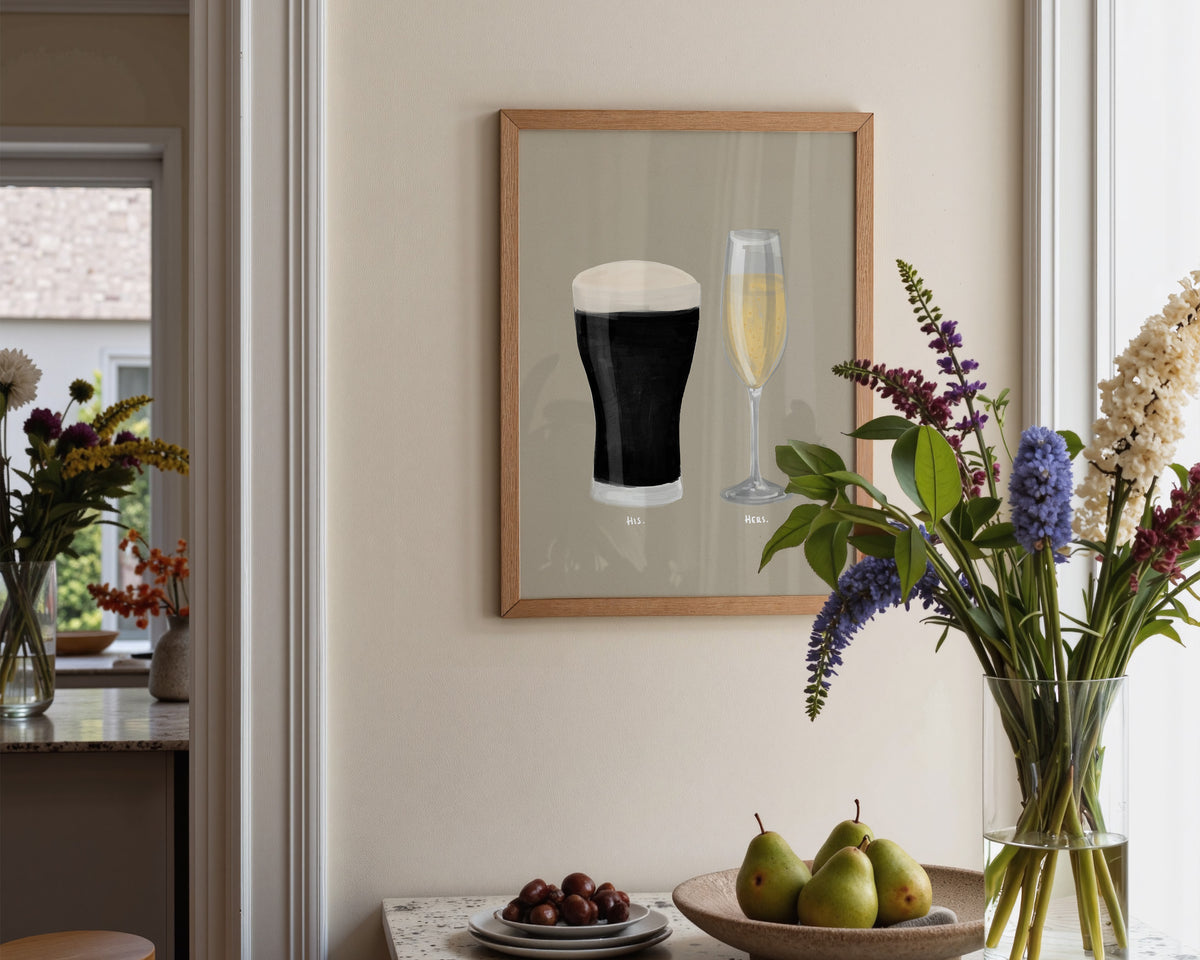 Black Stout & Prosecco Couples Drink Print