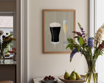 Black Stout & Prosecco Couples Drink Print