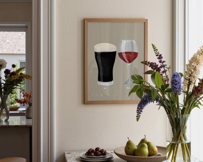 Black Stout & Red Wine Couples Drink Print