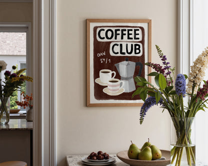 Coffee Club 24/7 Brown Print