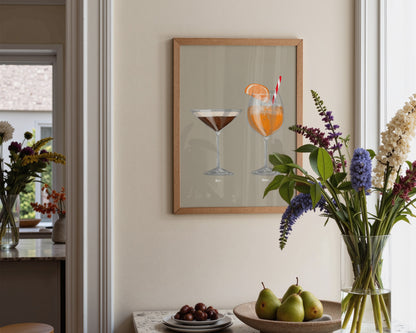 Espresso Martini & Aperol Spritz Couples Drink Print