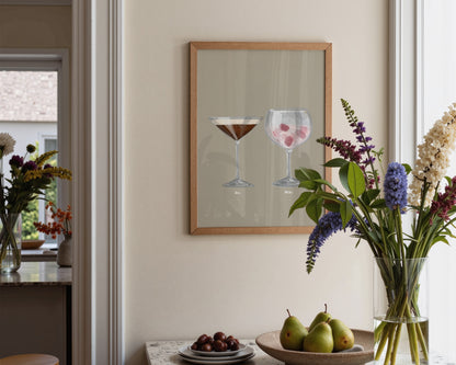 Espresso Martini & Pink Gin Couples Drink Print