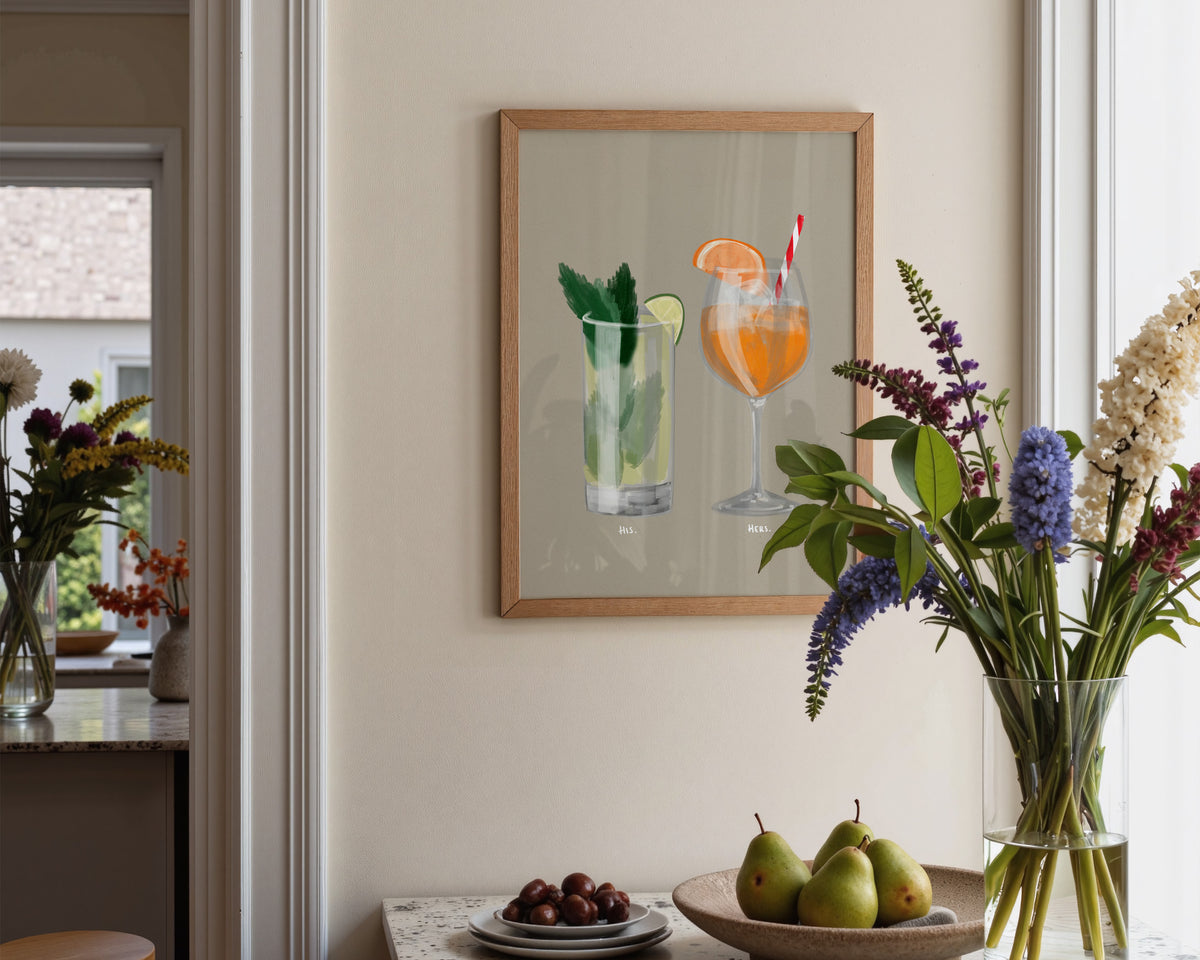 Mojito & Aperol Spritz Couples Drink Print