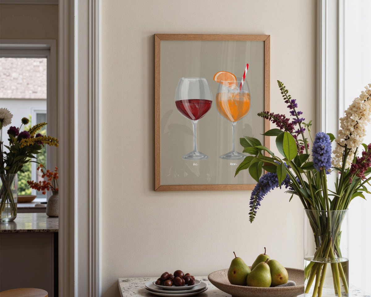 Red Wine & Aperol Spritz Couples Drink Print