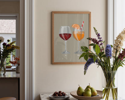 Red Wine & Aperol Spritz Couples Drink Print