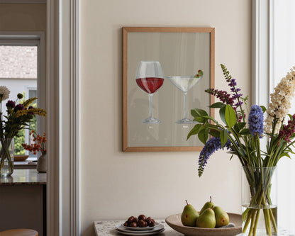 Red Wine & Dirty Martini Couples Drink Print