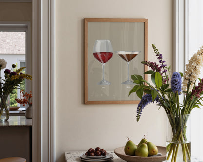 Red Wine & Espresso Martini Couples Drink Print