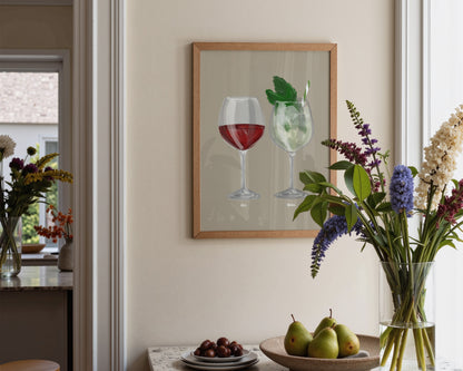 Red Wine & Hugo Spritz Couples Drink Print