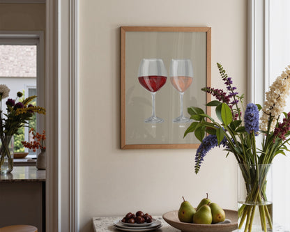Red Wine & Rose Wine Couples Drink Print