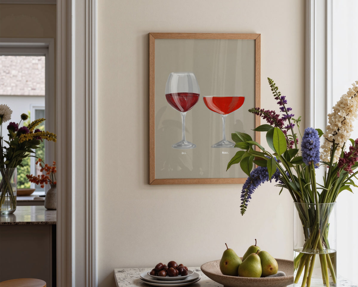 Red Wine & Strawberry Daiquiri Couples Drink Print