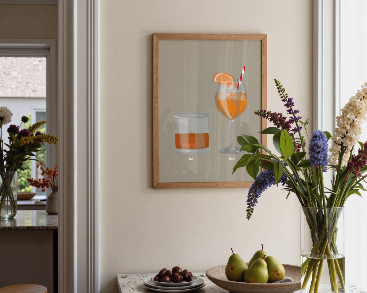Whisky & Aperol Spritz Couples Drink Print