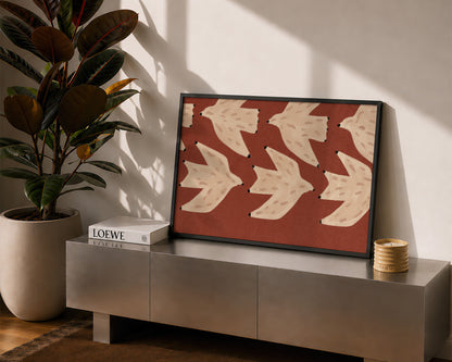 Formation Folk Art Bird Print – Burnt Earth