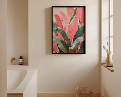 Pink Jungle Leaves Print