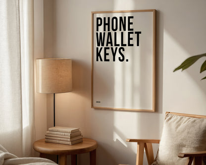 Phone Wallet Keys Hallway Print