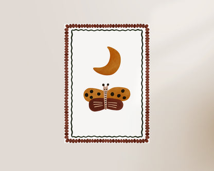 Butterfly & Moon Art Wall Art Print