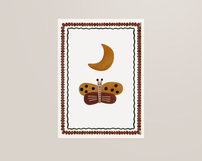 Butterfly & Moon Art Wall Art Print