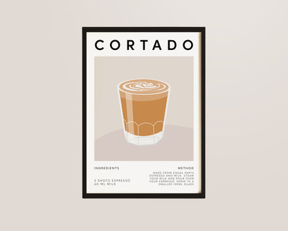 Cortado Recipe Coffee Wall Art Print