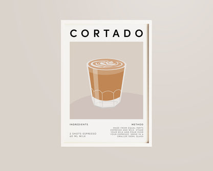 Cortado Recipe Coffee Wall Art Print