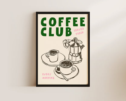 Coffee Club Green Print