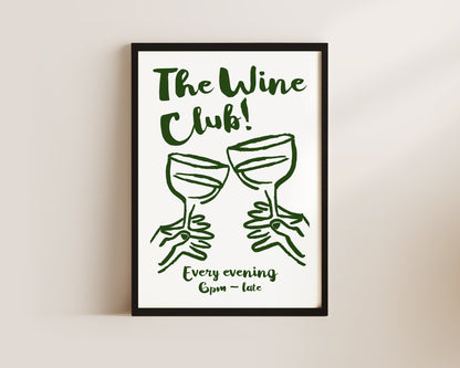 The Wine Club In Green Wall Art Print