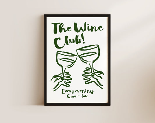 The Wine Club In Green Print