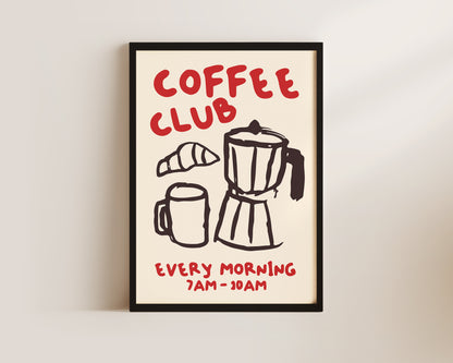 Coffee Club Print In Red