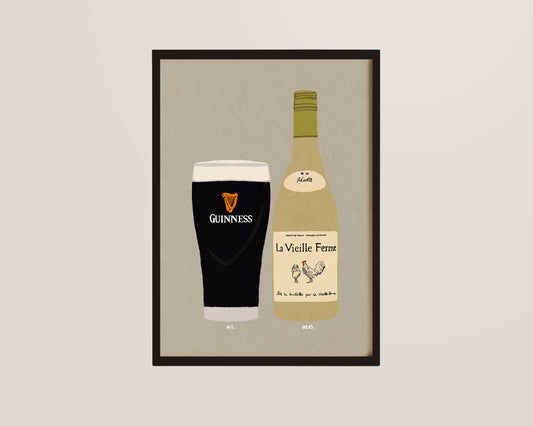 Guinness & White Chicken Wine Print