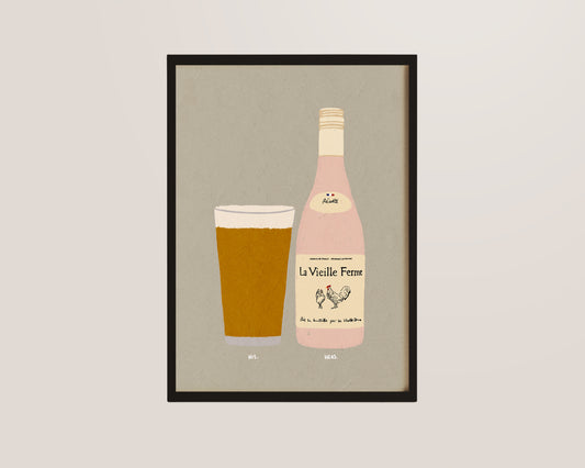 Lager & Chicken Wine Print