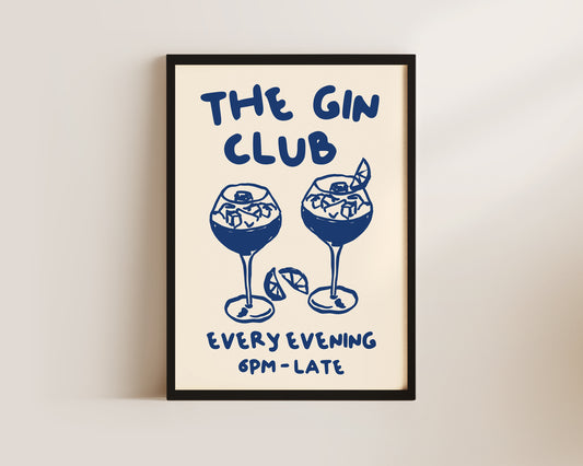 The Gin Club In Blue Print